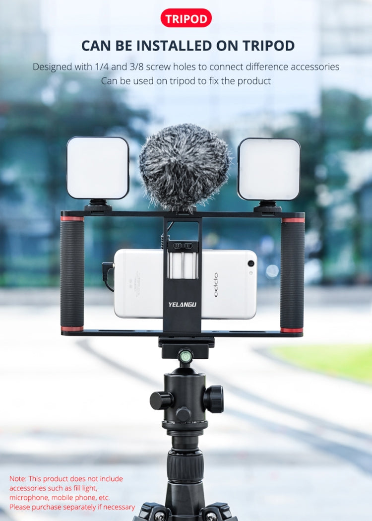 YELANGU PC05 YLG0909B Vlogging Transmisión en vivo Smartphone Jaula metálica Video Rig Filmación Grabación Mango Estabilizador Soporte para iPhone, Galaxy, Huawei, Xiaomi, HTC, LG, Google y otros teléfonos inteligentes, YLG0909B