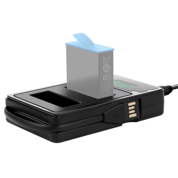Cargador de Baterías Duales con Pantalla LCD y Capacidad de Carga para GoPro HERO9 Black / HERO10 Black, Displays Charging Capacity