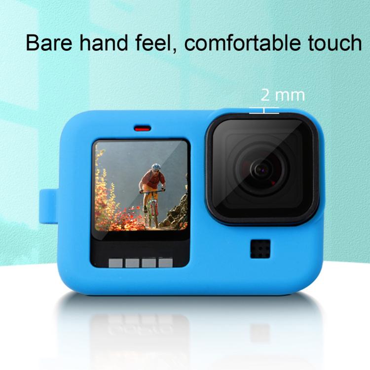 Para GoPro HERO10 Black / HERO9 Black Funda protectora de silicona con correa para la muñeca y cubierta para lente, For GoPro HERO10 Black