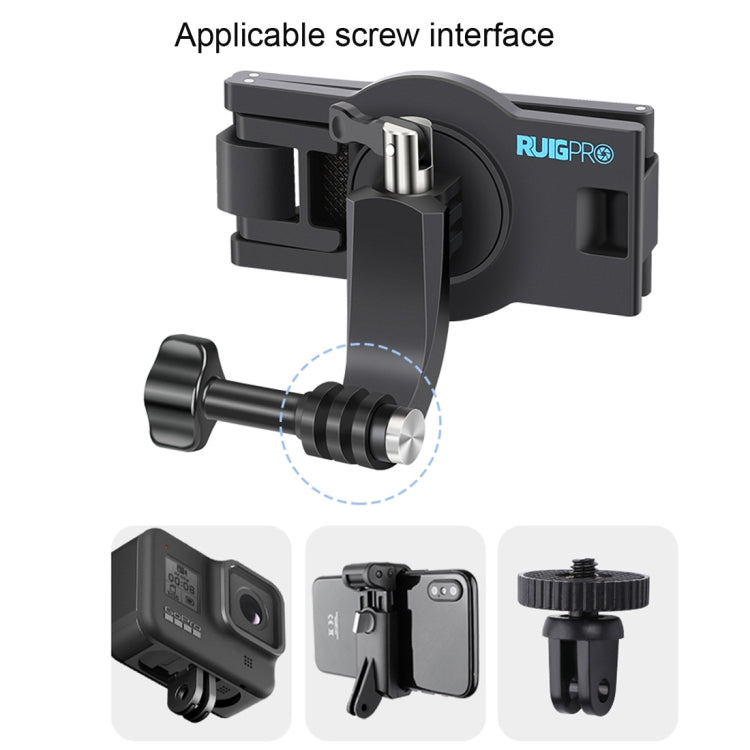 RUIGPRO Soporte giratorio de 360 grados con correa de liberación rápida para mochila de hombro para GoPro Hero11 Black / HERO10 Black /9 Black /8 Black /7/6/5/5 Session /4 Session /4/3+ /3/2/1, DJI OsmoCámaras de acción y otras cámaras de acción