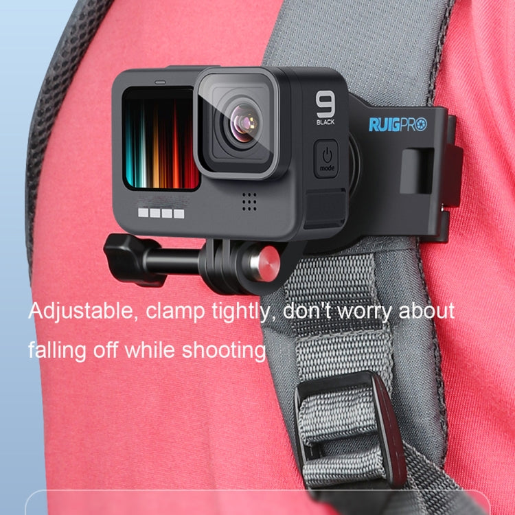 RUIGPRO Soporte giratorio de 360 grados con correa de liberación rápida para mochila de hombro para GoPro Hero11 Black / HERO10 Black /9 Black /8 Black /7/6/5/5 Session /4 Session /4/3+ /3/2/1, DJI OsmoCámaras de acción y otras cámaras de acción