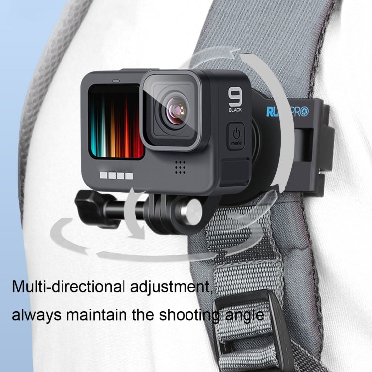 RUIGPRO Soporte giratorio de 360 grados con correa de liberación rápida para mochila de hombro para GoPro Hero11 Black / HERO10 Black /9 Black /8 Black /7/6/5/5 Session /4 Session /4/3+ /3/2/1, DJI OsmoCámaras de acción y otras cámaras de acción