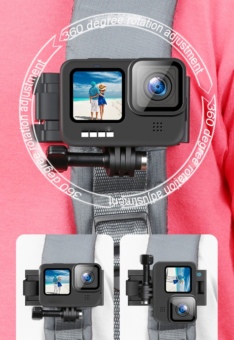 RUIGPRO Soporte giratorio de 360 grados con correa de liberación rápida para mochila de hombro para GoPro Hero11 Black / HERO10 Black /9 Black /8 Black /7/6/5/5 Session /4 Session /4/3+ /3/2/1, DJI OsmoCámaras de acción y otras cámaras de acción
