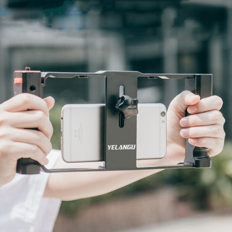 YELANGU PC02A Vlogging Live Broadcast Plastic Cage Video Rig Soporte estabilizador para producción cinematográfica para iPhone, Galaxy, Huawei, Xiaomi, HTC, LG, Google y otros teléfonos inteligentes, PC02A