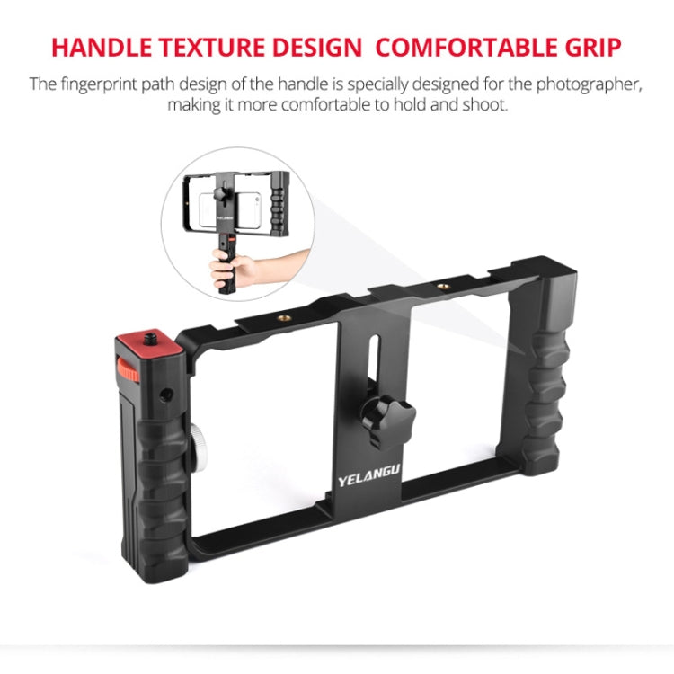 YELANGU PC02A Vlogging Live Broadcast Plastic Cage Video Rig Soporte estabilizador para producción cinematográfica para iPhone, Galaxy, Huawei, Xiaomi, HTC, LG, Google y otros teléfonos inteligentes, PC02A