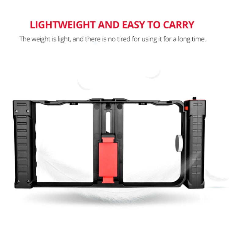 YELANGU PC02A Vlogging Live Broadcast Plastic Cage Video Rig Soporte estabilizador para producción cinematográfica para iPhone, Galaxy, Huawei, Xiaomi, HTC, LG, Google y otros teléfonos inteligentes, PC02A