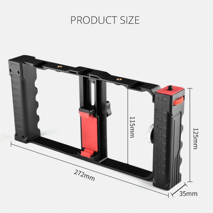 YELANGU PC02A Vlogging Live Broadcast Plastic Cage Video Rig Soporte estabilizador para producción cinematográfica para iPhone, Galaxy, Huawei, Xiaomi, HTC, LG, Google y otros teléfonos inteligentes, PC02A