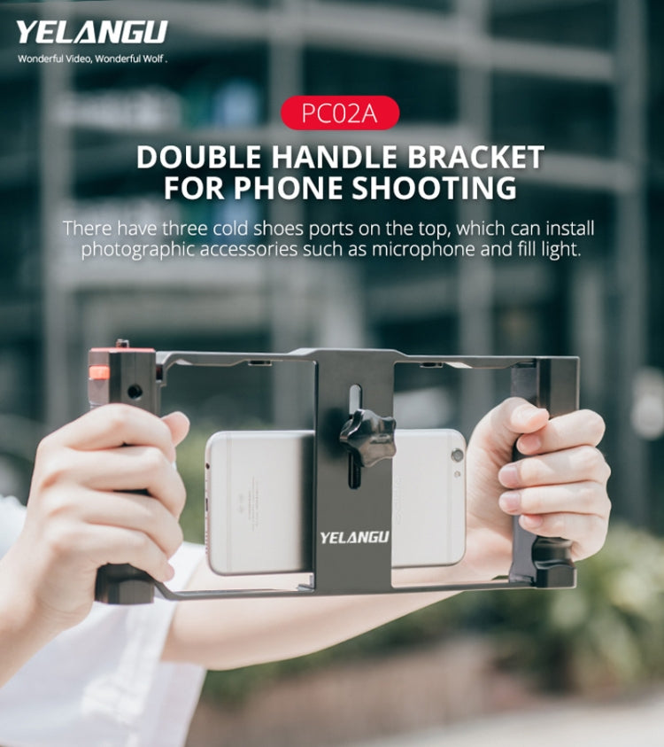 YELANGU PC02A Vlogging Live Broadcast Plastic Cage Video Rig Soporte estabilizador para producción cinematográfica para iPhone, Galaxy, Huawei, Xiaomi, HTC, LG, Google y otros teléfonos inteligentes, PC02A