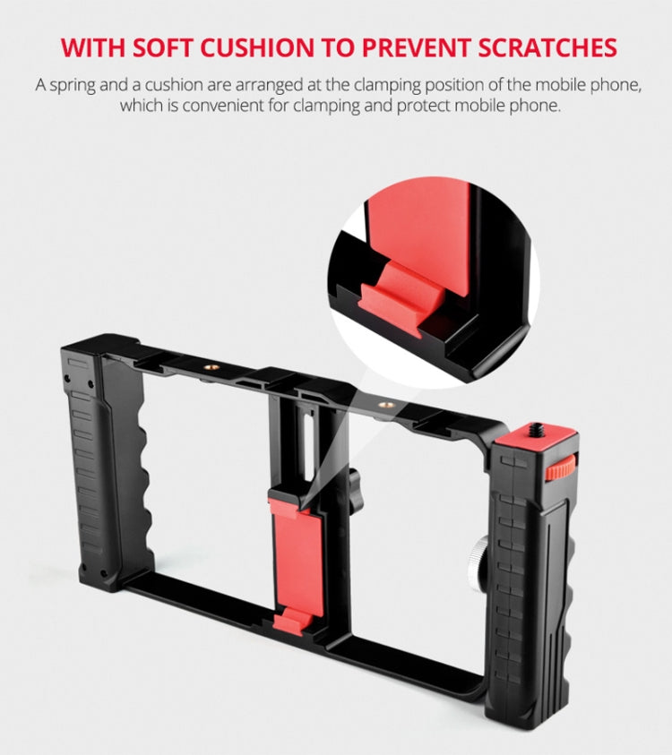 YELANGU PC02A Vlogging Live Broadcast Plastic Cage Video Rig Soporte estabilizador para producción cinematográfica para iPhone, Galaxy, Huawei, Xiaomi, HTC, LG, Google y otros teléfonos inteligentes, PC02A