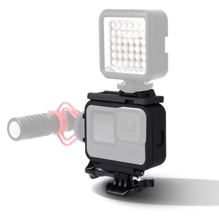 Para GoPro HERO10 Black / HERO9 Funda protectora de montaje en marco de plástico negro con hebilla de base y tornillo largo, Plastic Frame