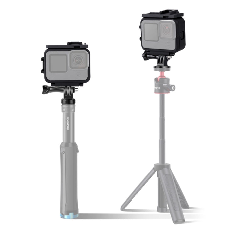 Para GoPro HERO10 Black / HERO9 Funda protectora de montaje en marco de plástico negro con hebilla de base y tornillo largo, Plastic Frame