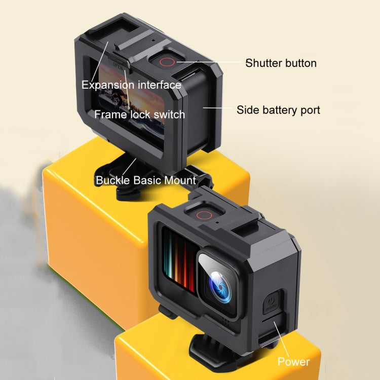 Para GoPro HERO10 Black / HERO9 Black ABS Funda protectora de montaje en marco de borde de plástico con hebilla Montaje básico y tornillo, ABS Plastic Border Frame