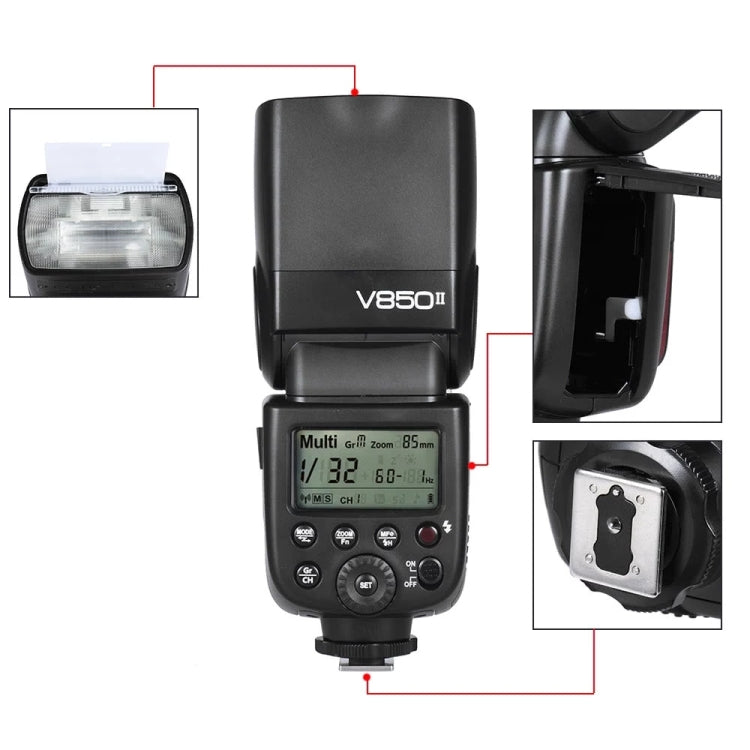 Godox V850II 2,4 GHz inalámbrico 1/8000s HSS Flash Speedlite para cámaras DSLR Canon / Nikon, V850II