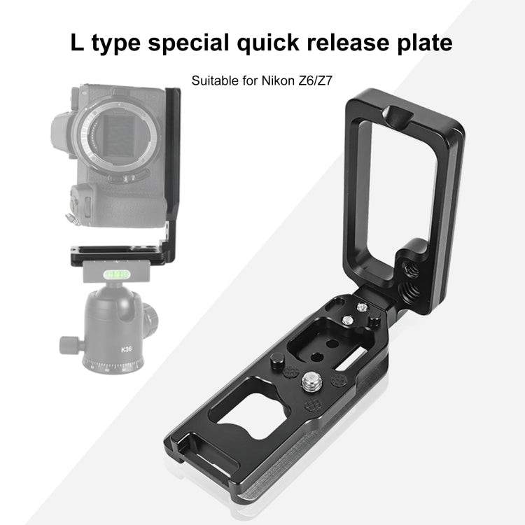 Soporte de placa L de liberación rápida de disparo Vertical de 1/4 pulgadas para Nikon Z6/Z7, For Nikon Z6 / Z7