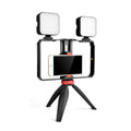 YELANGU PC203 YLG1801C Vlogging transmisión en vivo LED Selfie luz Smartphone Video Rig mango estabilizador plástico soporte trípode Kits, PC203