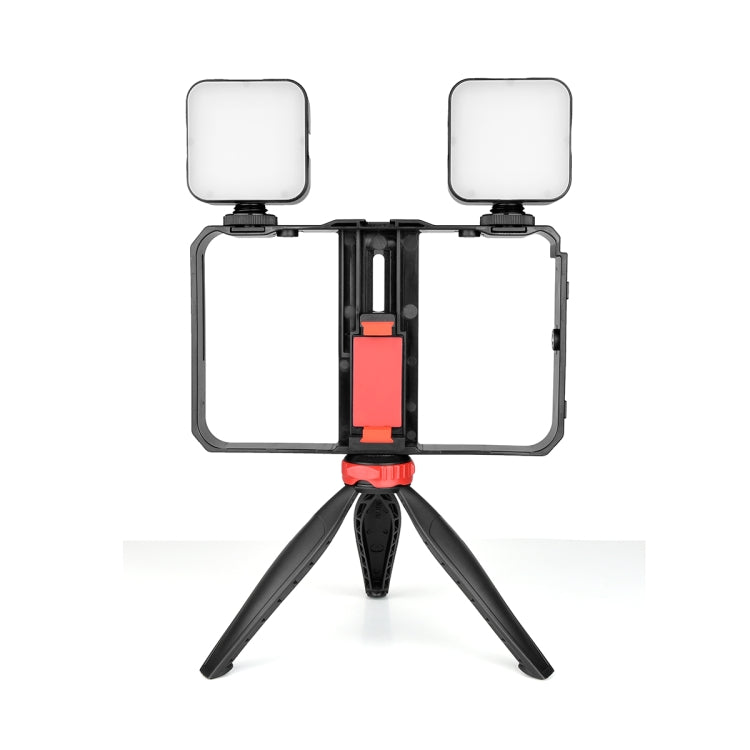 YELANGU PC203 YLG1801C Vlogging transmisión en vivo LED Selfie luz Smartphone Video Rig mango estabilizador plástico soporte trípode Kits, PC203