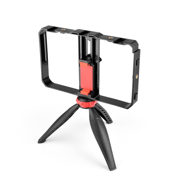 YELANGU PC203 YLG1801C Vlogging transmisión en vivo LED Selfie luz Smartphone Video Rig mango estabilizador plástico soporte trípode Kits, PC203