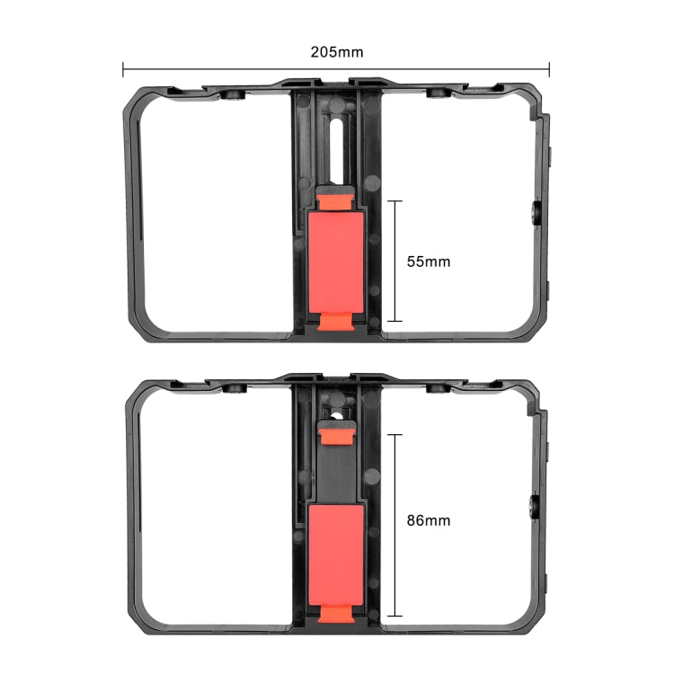 YELANGU PC203 YLG1801C Vlogging transmisión en vivo LED Selfie luz Smartphone Video Rig mango estabilizador plástico soporte trípode Kits, PC203