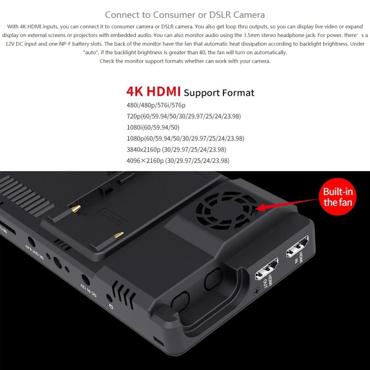 FEELWORLD LUT6 1920x1080 2600 nits Pantalla IPS de 6 pulgadas HDMI 4K Control táctil Cámara Monitor de campo, LUT6