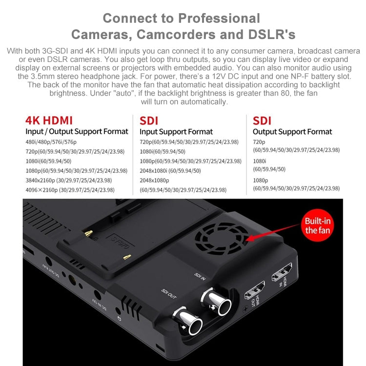 FEELWORLD LUT6S 1920x1080 2600 nits Pantalla IPS de 6 pulgadas HDMI 4K Pantalla táctil SDI HDI Cámara Monitor de campo, LUT6S