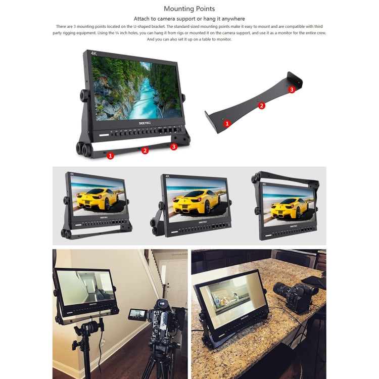 SEETEC P133-9HSD 1920x1080 Monitor de campo de cámara de película multimedia Full HD de nivel de transmisión de 13,3 pulgadas, P133-9HSD