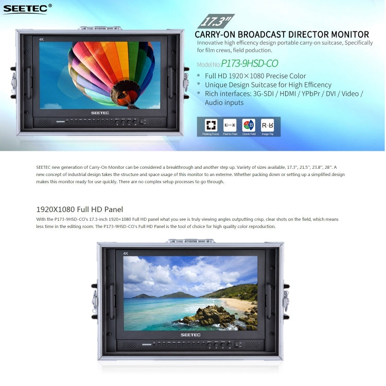 SEETEC P173-9HSD-CO 1920x1080 17,3 pulgadas SDI / HDMI 4K nivel de transmisión cámara de fotografía profesional Monitor de campo, P173-9HSD-CO