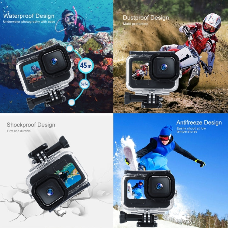 Funda protectora impermeable de 45 m con hebilla, montaje básico y tornillo para GoPro HERO10 Black / HERO9 Black, For GoPro HERO9 Black