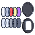 RUIGPRO para GoPro HERO10 Black / HERO9 Black Professional 52mm 52mm 10 en 1 UV+ND2+ND4+ND8+Star 8+ +CPL+Amarillo/Rojo/Púrpura+10X Filtro de lente de primer plano con anillo adaptador de filtro y tapa de lente
