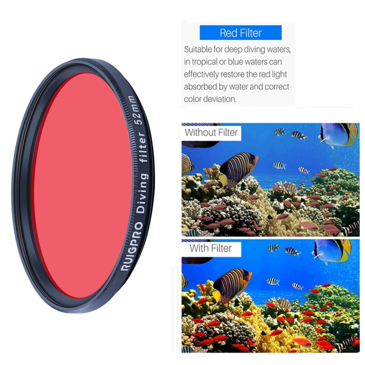 RUIGPRO para GoPro HERO10 Black / HERO9 Black Professional 52mm 52mm 10 en 1 UV+ND2+ND4+ND8+Star 8+ +CPL+Amarillo/Rojo/Púrpura+10X Filtro de lente de primer plano con anillo adaptador de filtro y tapa de lente