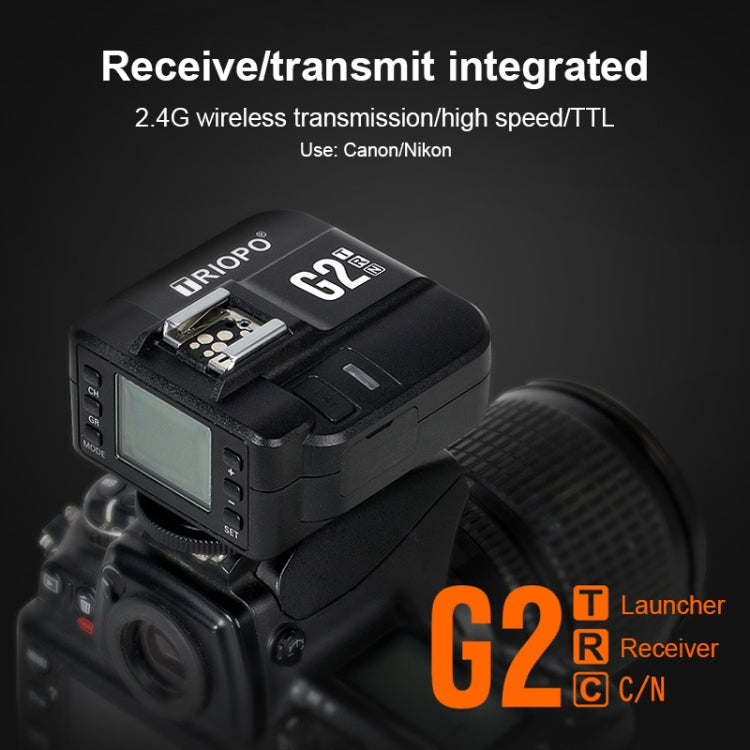 TRIOPO G2 Disparador de flash inalámbrico 2,4G Recepción/transmisión TTL de doble uso Disparador de alta velocidad para cámara Nikon, G2 For Nikon Camera