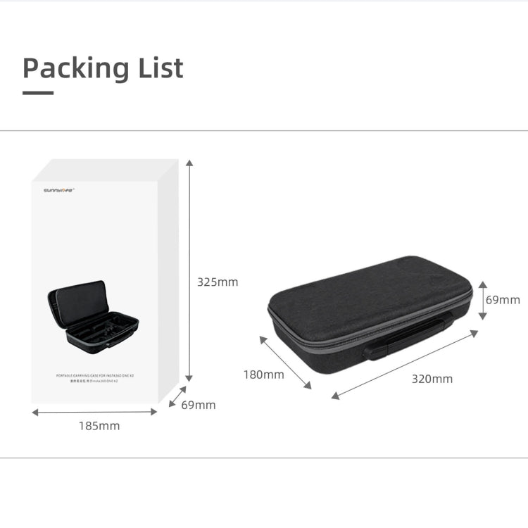 Sunnylife IST-B193 Bolsa de almacenamiento Estuche Bolso para Insta360 ONE X2 / X, For Insta360 ONE X2 / X
