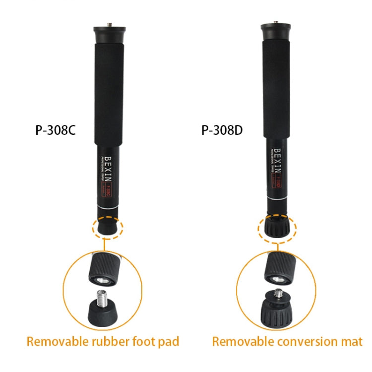 BEXIN P308D Soporte monopié de aleación de aluminio para cámara DSLR portátil de viaje al aire libre, P308D