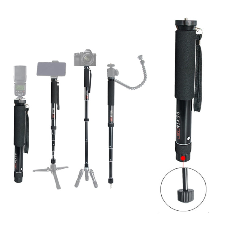 BEXIN P308 Soporte monopié de aleación de aluminio para cámara DSLR portátil de viaje al aire libre, P308