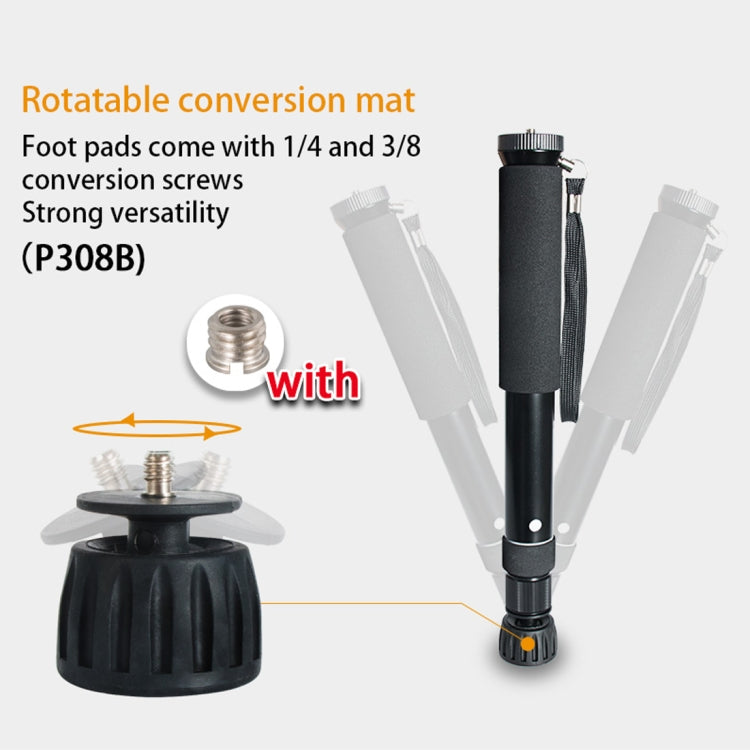 BEXIN P308B Soporte monopié de aleación de aluminio para cámara DSLR portátil de viaje al aire libre, P308B