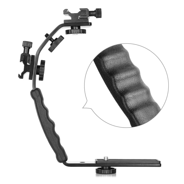 Soporte para cámara con soporte para flash de aluminio en forma de L, L-Shaped