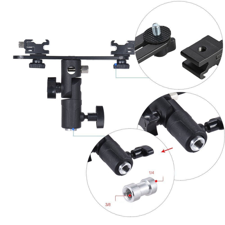 Soporte de flash de zapata doble, Double Hot Bracket