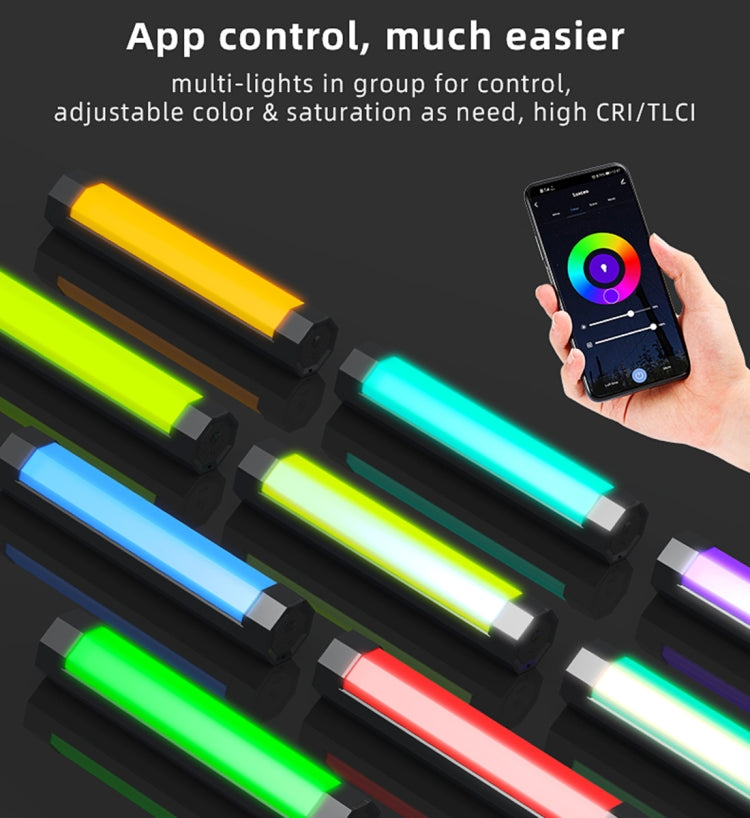 LUXCeO RGB Foto colorida LED Stick Luz de video Control de aplicación Temperatura de color ajustable Luz de relleno LED de mano impermeable con control remoto, P200 RGB
