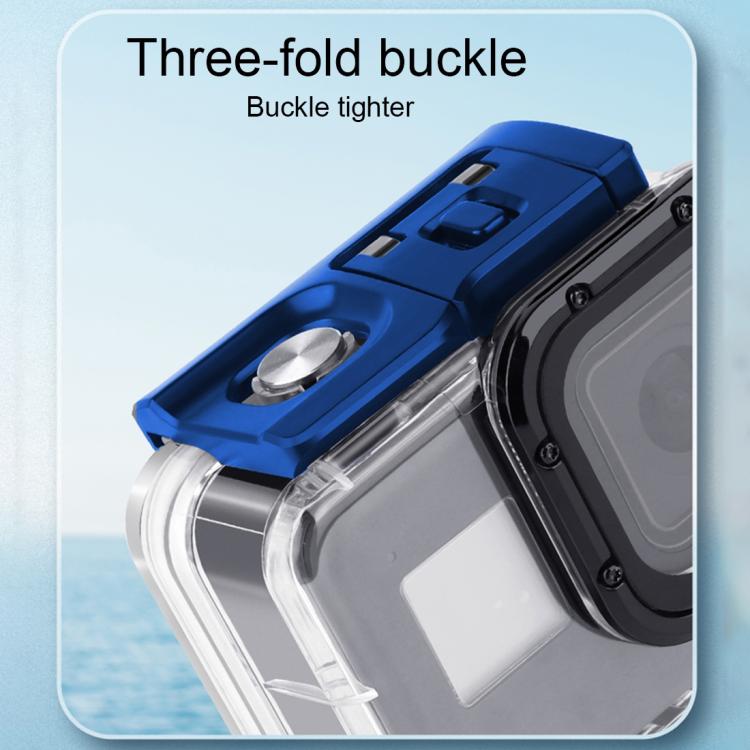 Para GoPro HERO8 Funda protectora negra resistente al agua de 45 m con hebilla Montaje básico y tornillo y empuñadura flotante Bobber y correa e inserciones antivaho, Transparent HERO8 Case