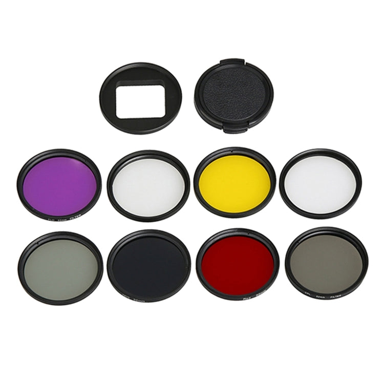 Para GoPro HERO5 Sport Action Camera Filtro de lente profesional de 52 mm (CPL + UV + ND8 + ND2 + Star 8 + Rojo + Amarillo + FLD / Púrpura) y anillo adaptador de carcasa impermeable, 10 in 1