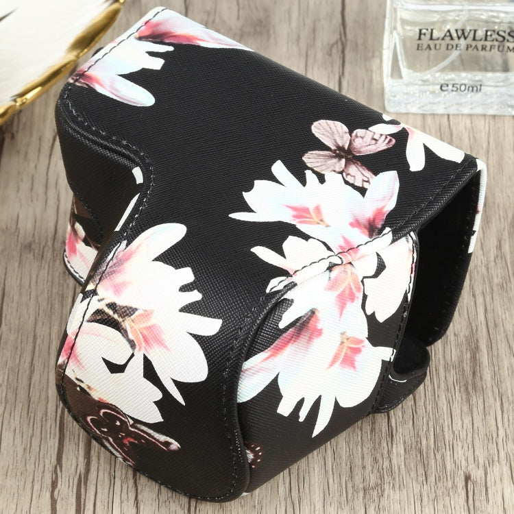 Funda para cámara de cuero PU con estampado de flores para Sony A6000 / A6300 / A6400 / Nex 6