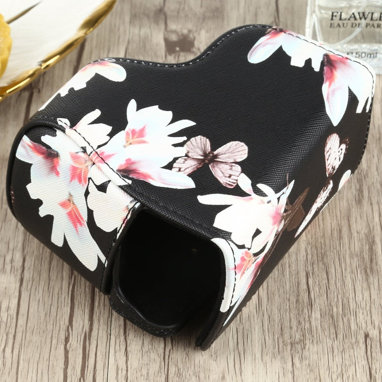 Funda para cámara de cuero PU con estampado de flores para Sony A6000 / A6300 / A6400 / Nex 6