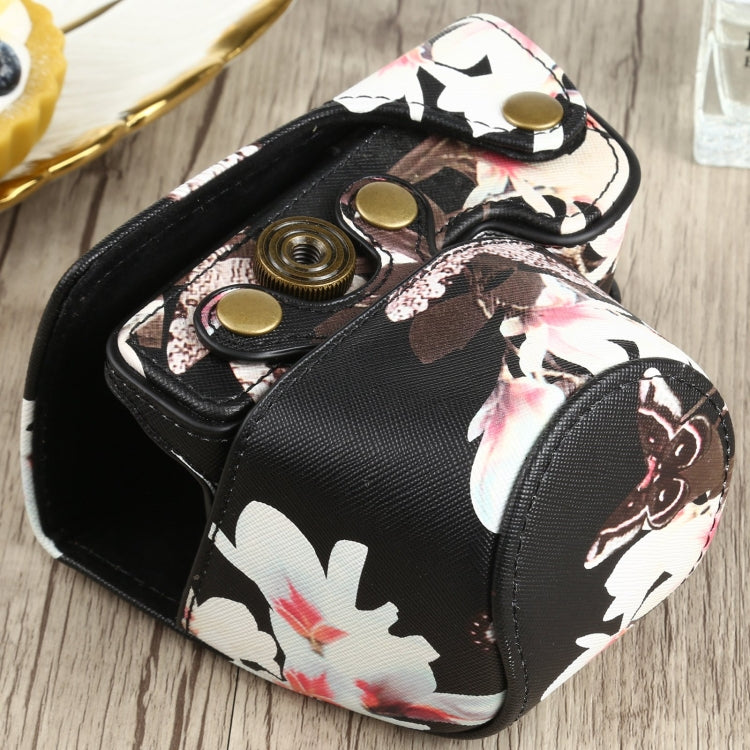 Funda para cámara de cuero PU con estampado de flores para Sony A6000 / A6300 / A6400 / Nex 6