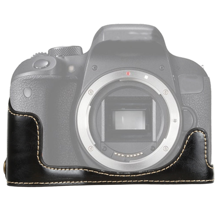 Base de media funda para cámara de cuero PU con rosca de 1/4 de pulgada para Canon EOS 77D / 800D, For Canon  EOS 77D, For Canon EOS 77D