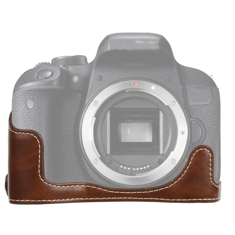 Base de media funda para cámara de cuero PU con rosca de 1/4 de pulgada para Canon EOS 77D / 800D, For Canon  EOS 77D, For Canon EOS 77D