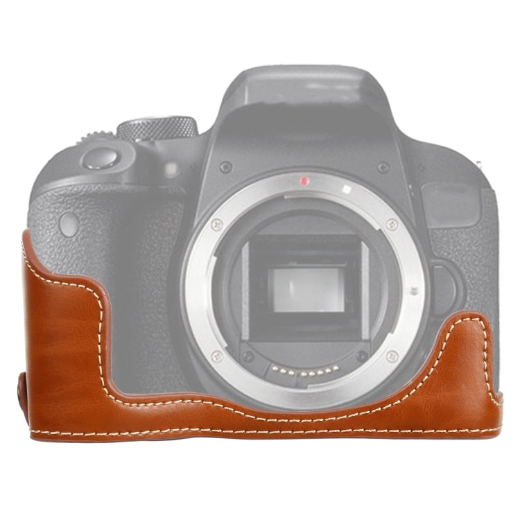Base de media funda para cámara de cuero PU con rosca de 1/4 de pulgada para Canon EOS 77D / 800D, For Canon  EOS 77D, For Canon EOS 77D