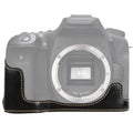 Base de media funda para cámara de cuero PU con rosca de 1/4 de pulgada para Canon EOS 90D, For Canon EOS 90D
