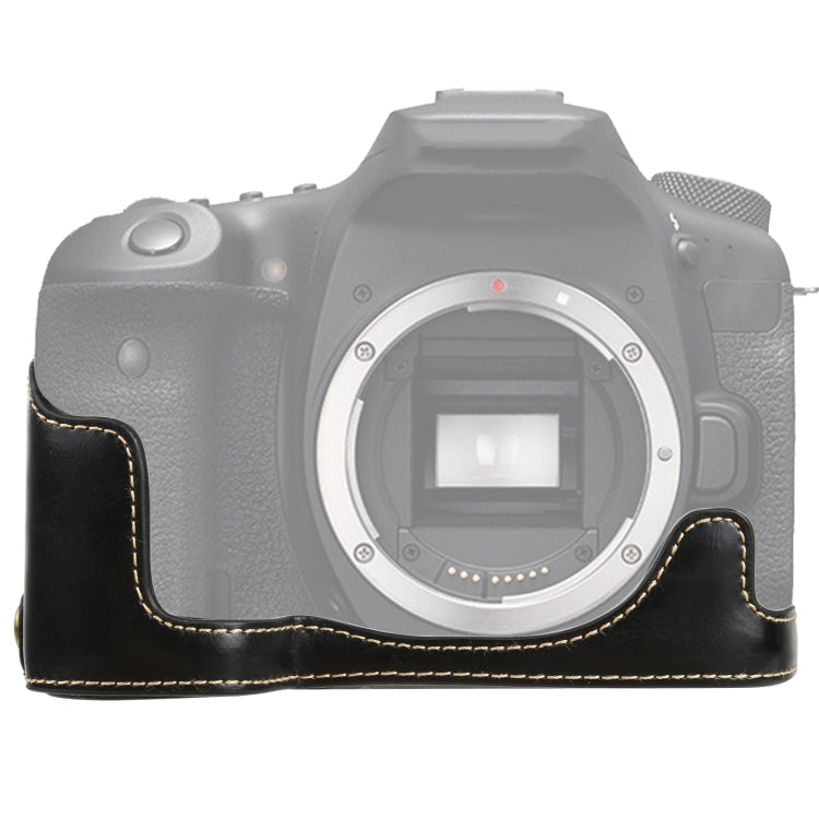 Base de media funda para cámara de cuero PU con rosca de 1/4 de pulgada para Canon EOS 90D, For Canon EOS 90D