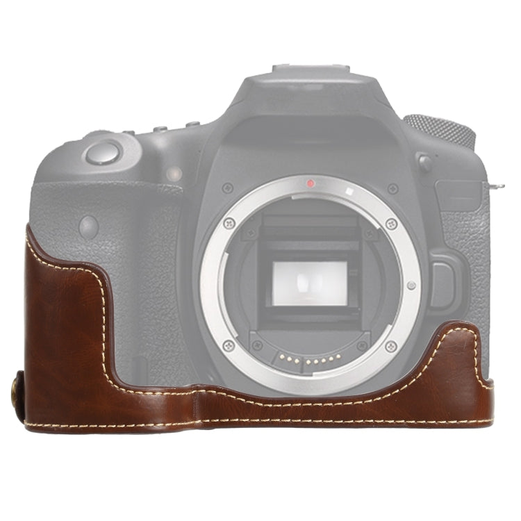 Base de media funda para cámara de cuero PU con rosca de 1/4 de pulgada para Canon EOS 90D, For Canon EOS 90D