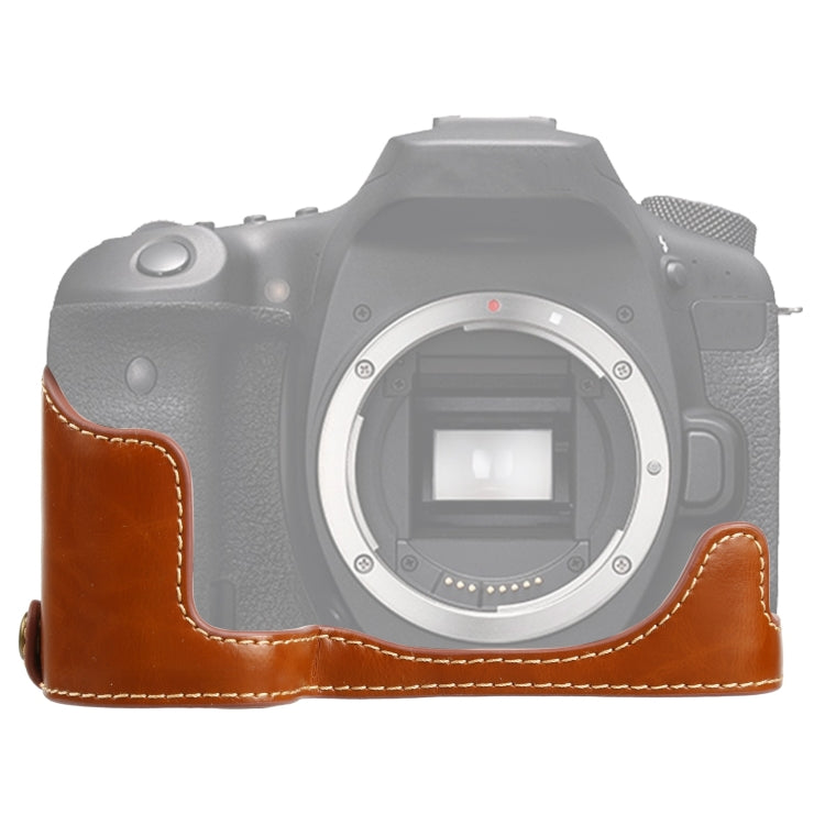 Base de media funda para cámara de cuero PU con rosca de 1/4 de pulgada para Canon EOS 90D, For Canon EOS 90D