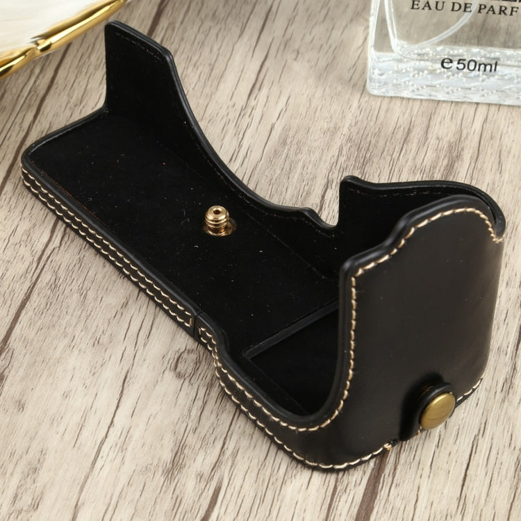 Base de media funda para cámara de cuero PU con rosca de 1/4 de pulgada para Sony ILCE-7C/A7C, For Sony ILCE-7C/A7C
